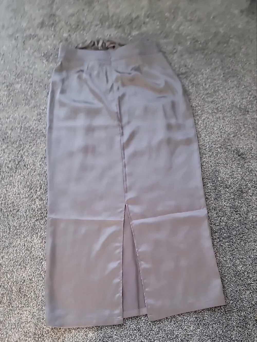 Forever 21 Taupe Satin Pencil Skirt with Front Flap Pockets